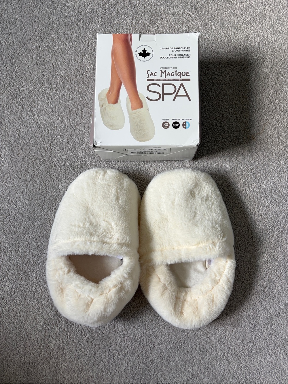 🔥🆕🔥 Magic Bag Spa Ivory Plush Heatable Slippers S/M